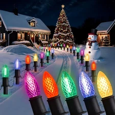GAGALIFE C9 Christmas Pathway Lights Outdoor - 29ft 25 LED with Marker Stakes