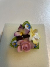 Vintage Coalport Bone China Pink Rose Flower Brooch Pin 4cm Hand Painted England