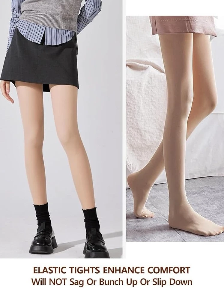 Meia-calça feminina VERO MONTE forrada de lã opaca (2 pares preto e branco) - Imagem 3 de 4