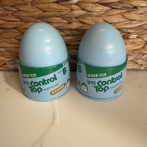 2 Vintage Leggs Sheer Toe Elegance Control Top Pantyhose Coffee Size B - Picture 1 of 3