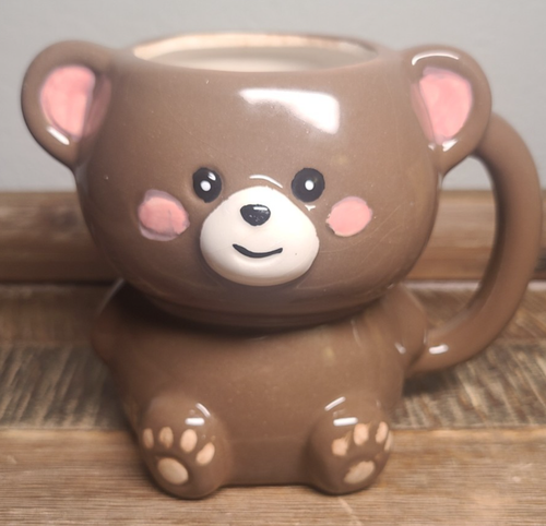Cute Little Green Frog & Brown Bear Shaped 14 oz Ceramic Coffee Tea Mug Mugs - Picture 9 of 17