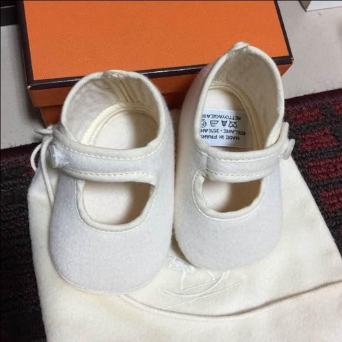 HERMES Baby First Shoes Rocking Horse White Wool Angora Material Made in France - Picture 2 of 3
