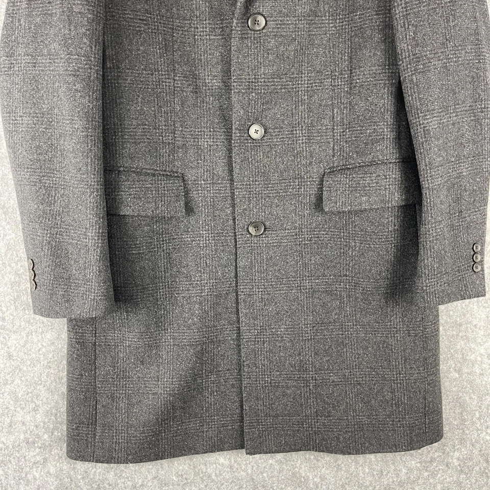 Uniqlo Wool Cashmere Overcoat Mens Large Gray Glenn Check Chester Long Coat - Image 3 of 4