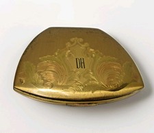 Vtg Elgin American Powder Compact Etched Monogram Design Mirror Made In USA -A16