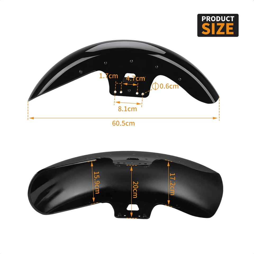 19"Vivid Black Front Fender For Harley Touring Electra Road Street Glide 14-25 Foto 2 de 4
