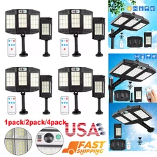 Commercial LED Outdoor Dusk to Dawn Solar Street Light Road Area Lamp 1/2/4PCS