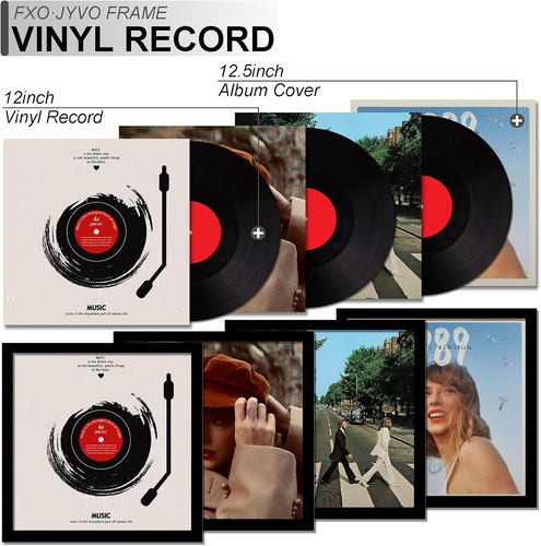 Vinyl Schallplattenrahmen für die Wand Display Album Cover, schwarz 12,5 x 12,5 Rahmen für - Bild 4 von 12
