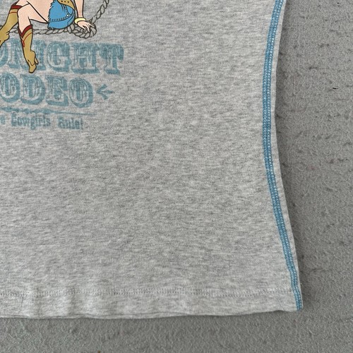 Vtg Y2K Betty Boop Tank Top Women’s Medium Gray Boops Midnight Rodeo Rhinestone - Picture 3 of 16