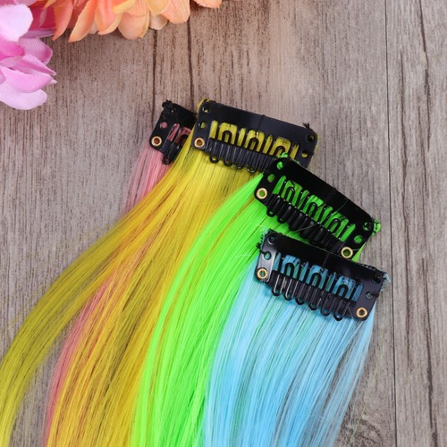  10pcs Colored Clip in Hair Extensions 22" Straight Fake Hair Pieces Fashion - Imagen 9 de 10