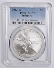 MS70 2012-W Infantry Commemorative Dollar PCGS Blue Label
