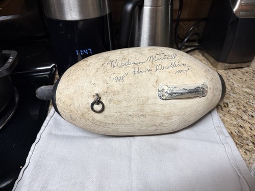 R. Madison Mitchell 1948 Redhead Wooden Duck Decoy Signed Havre De Grace MD - Picture 7 of 7