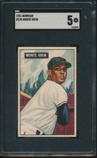 1951 BOWMAN BASEBALL #198 MONTE IRVIN RC SGC 5 EX HOF ROOKIE