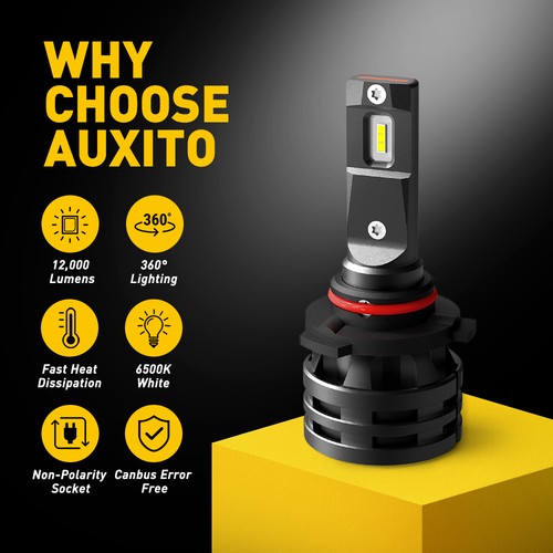 AUXITO 9005 9006 9007 H4 H11 H7 H8 H13 LED Headlights 360° High Low Beam M2 CUS - Picture 8 of 19