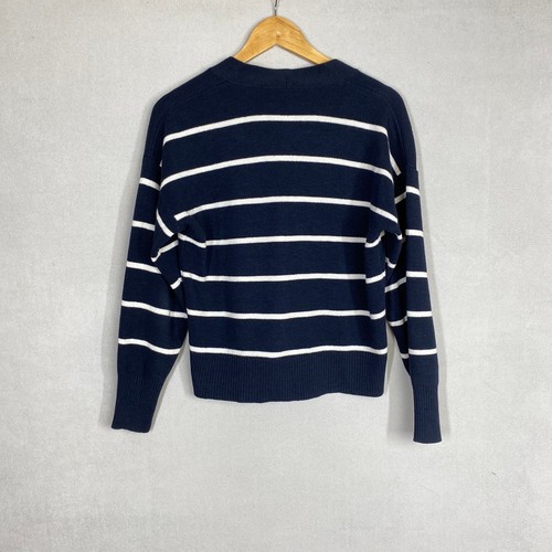 Country Road cardigan small 10 womens organically grown cotton linen navy blue - Picture 10 of 15