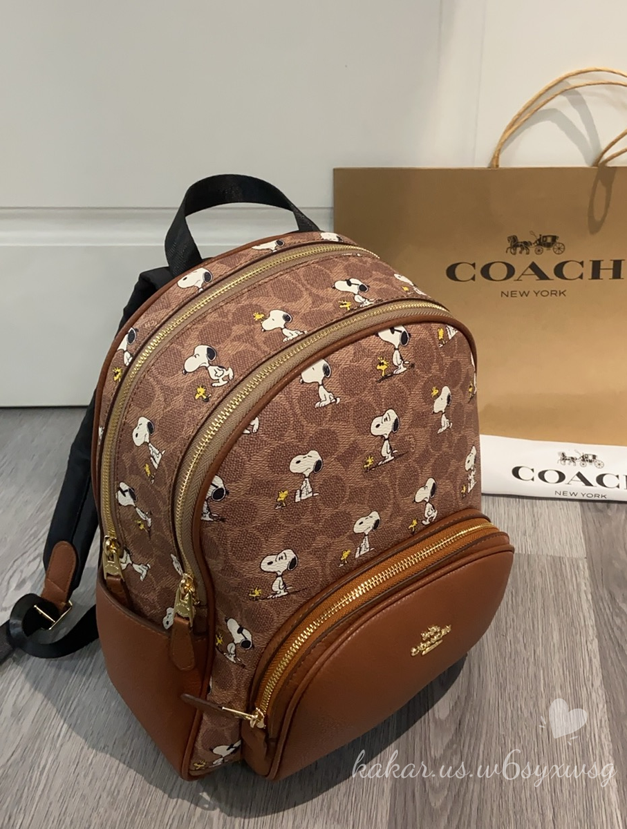 Coach X Peanuts Snoopy Court Backpack Signature Canvas CBM25