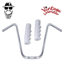 Original Lowrider 13" 22.2 D Handlebar Chrome 120mm Grips Sparkle/White