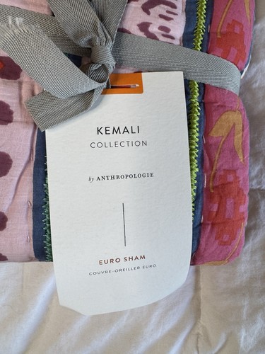 Anthropologie Kemali Queen Quilt + 2 Standard Shams + Euro Sham New Cotton India - Picture 9 of 11