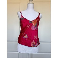 Vintage Victoria's Secret Silk Floral Cami Tank Top Pink Fuchsia 90s Y2K Small