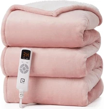 EHEYCIGA Heated Blanket - 9 Heating Levels, 10 Hour Auto Off, Soft Cozy Sherpa W