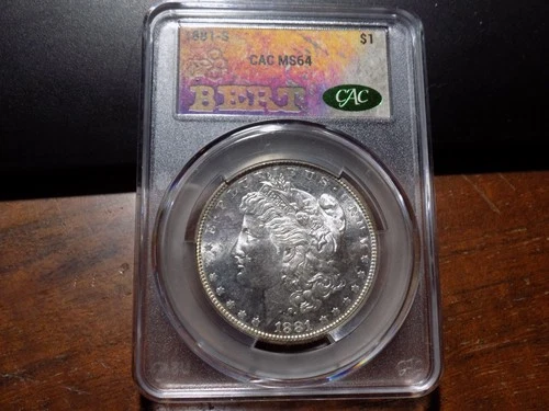 1881-S Morgan Silver Dollar - CAC Certified MS64 - Trader Bea BERT Label