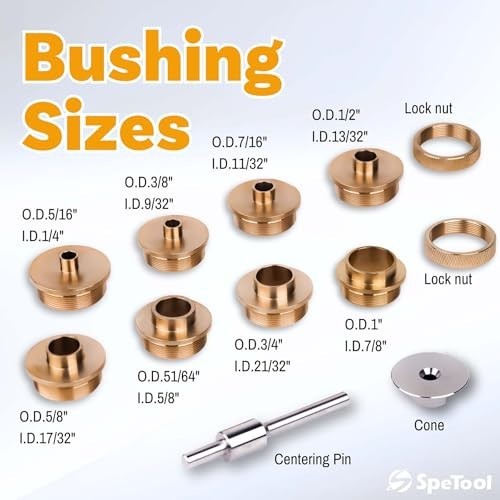 10-teiliges Messing Router Schablone Buchsen Set mit Zentrierstift & Kegel, Aluminium C - Bild 3 von 8