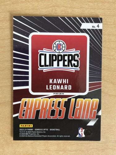 2023-24 Donruss Optic #4 Kawhi Leonard Express Lane Purple #4 - Picture 2 of 2
