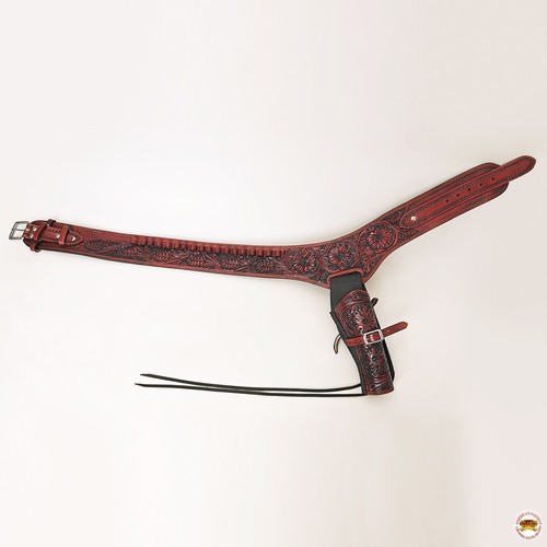 HILASON Western Leather Shoulder Rig Gun Holster 44/45 Caliber | Cowboy Gun - Imagen 6 de 7
