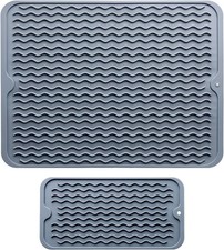 2 Pack Silicone Dish Drying Mat Non Slip Heat Resistant Kitchen Counter Mat