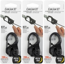 Nite Ize CamJam XT Aluminum Cord Tightener, Regular - 280 lb Load Limit (3-Pack)