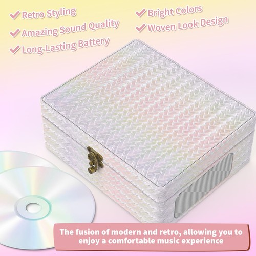 CD Player Portable with Speakers Bluetooth Desktop Knit Retro CD Player for H... - 第 9/9 張圖片