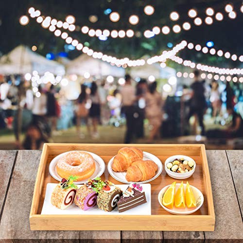 3 Pack Bamboo Serving Trays with Handles, Rectangular Kitchen Food Tray for - Picture 4 of 7