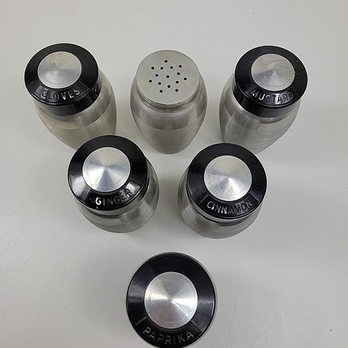 Juego de 6 tarros de especias vintage Century de aluminio hilado KROMEX - Imagen 3 de 12