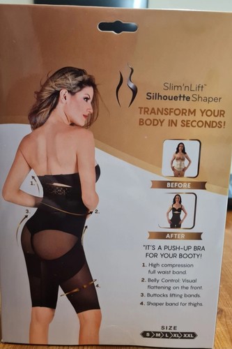 2 X Black/Nude Slim’nLift Silhouette Body Shaper Large Size UK12-14 Waist 30-32” - Picture 4 of 16