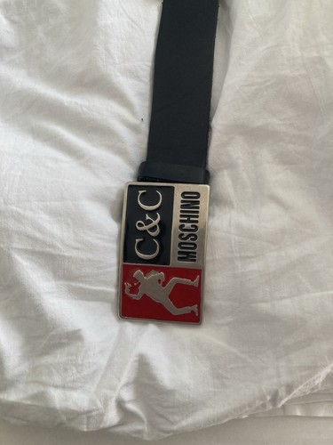 Preloved Men Size 46 Moschino Leather Black belt In Good Condition