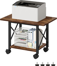 23.6" Under Desk Printer Stand, 2-Tier Printer Table with Wheels Adjustable F...