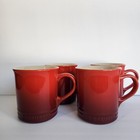 Set of 4 Le Creuset Coffee Mugs In Red Cerise Brand New
