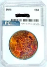 1886-P Gem BU ++ Fiery Rainbow Color  Toned Morgan Dollar Fully Struck