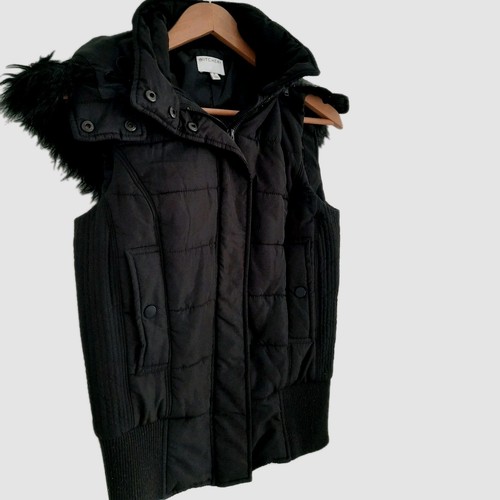 Witchery 8 Womens Black Puffer Vest Detachable Hood - Picture 3 of 5