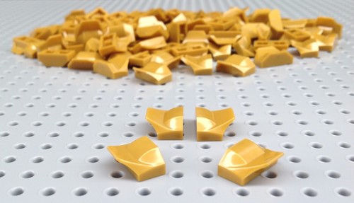 Lego Pearl Gold 1x2x2/3 Curved Slope Brick No Studs (47458) x10 *NEW* City - Picture 2 of 2