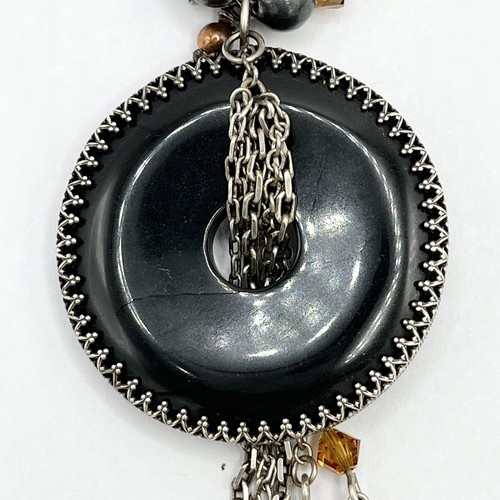 Handmade Artisan Necklace 925 Sterling Silver Onyx Pendant Copper Crystals Beads - Picture 12 of 16