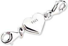 KINBOM Heart Magnetic Jewelry Clasps, 925 Sterling Silver Double Lobster Magneti