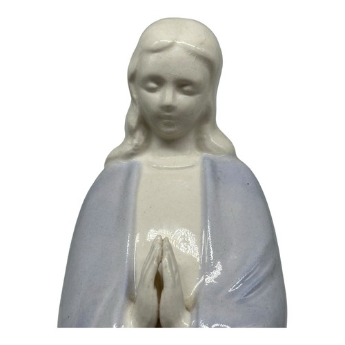 Vintage Blessed Virgin Mary Figurine White & Blue Ceramic Madonna 11.5” T Japan - Picture 6 of 13