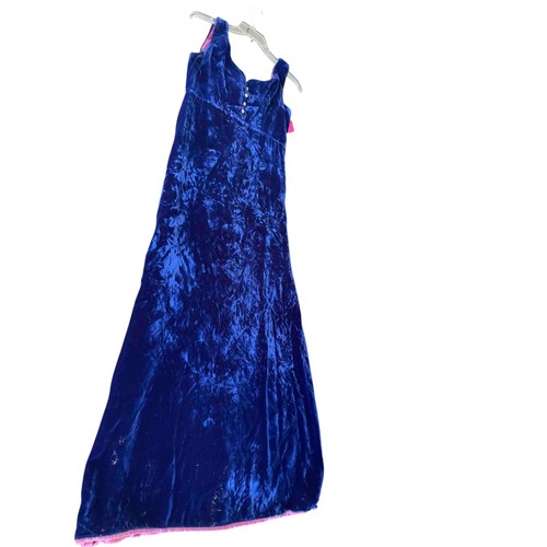 Vestido azul vintage de terciopelo aplastado ILGWU años 70 BCAN 536417 - Imagen 16 de 20