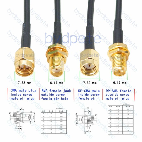 SMA male to male Right Angle plug RG405 Semi flexible rigid cable Kable 50ohm RF - Picture 4 of 6