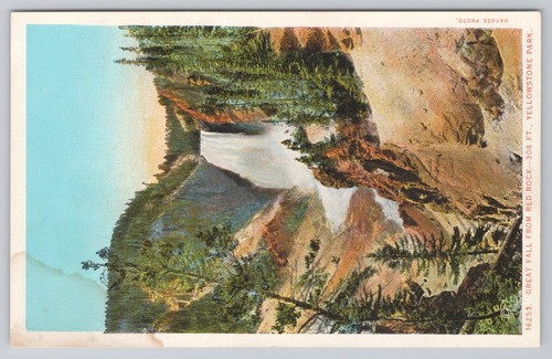 Postkarte Großer Fall vom Red Rock Yellowstone Park Haynes roter Buchstabe - Bild 1 von 2