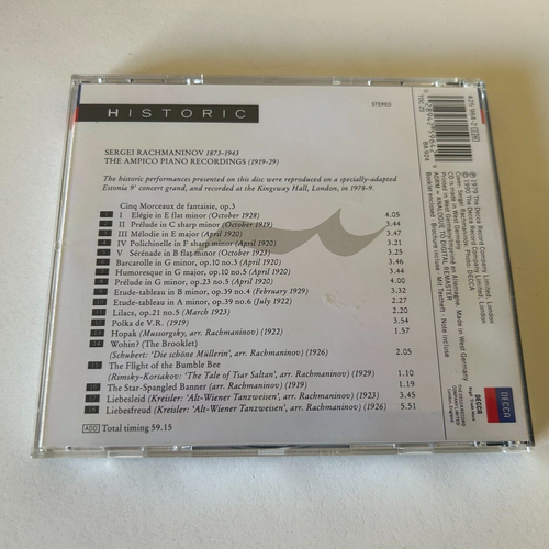 Rachmaninov plays Rachmaninov - The Ampico Recordings 1919 - 1929 Decca Historic - Picture 2 of 2