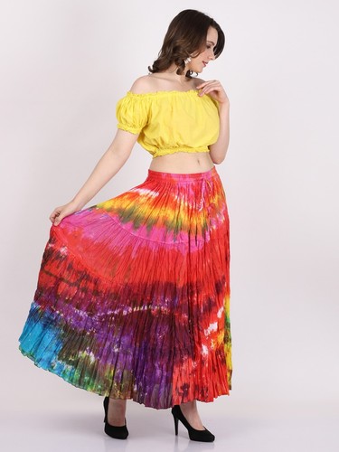 Wevez Cotton 12 Yard Tiered Gypsy Egypt Skirt Belly Dance *New* - Imagen 2 de 3