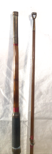 VINTAGE KINGFISHER SIX SIDED 67" 2pc  WOODEN FISHING ROD POLE - Picture 3 of 6