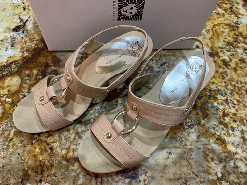 Anne Klein Wedge Women’s Size 9.5 Tan And Gold With Box USA Shoe Sandal Casual