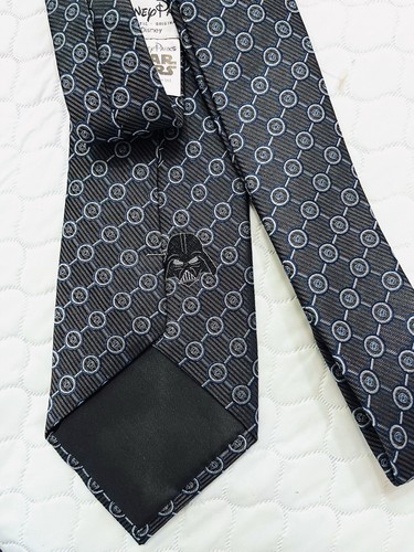 Disney Parks Star Wars Darth Vader 100% Silk Necktie NWOT Black Blue Geometric - Picture 5 of 8